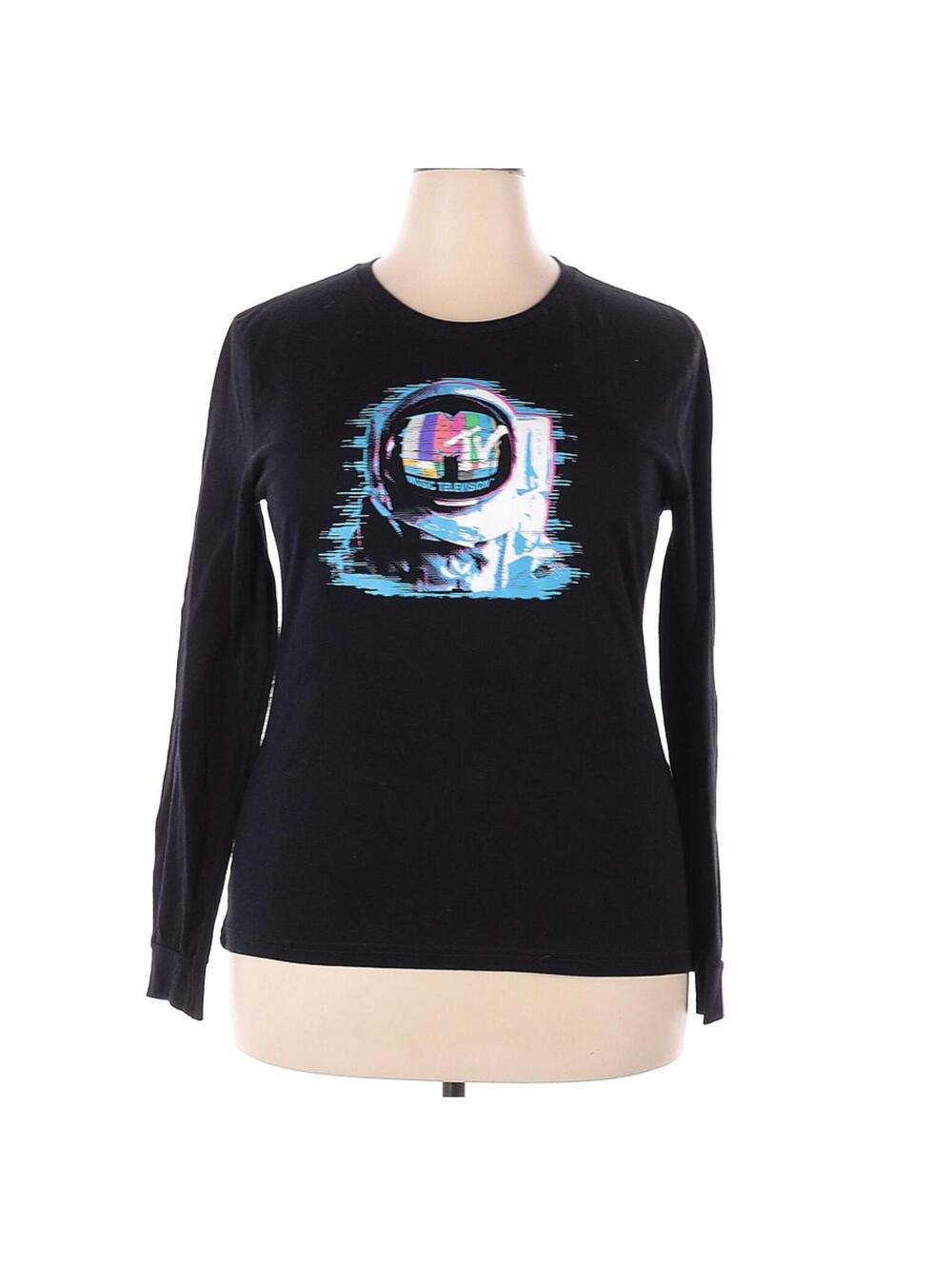 MTV Women's Long Sleeve Black T-Shirt Size XXL